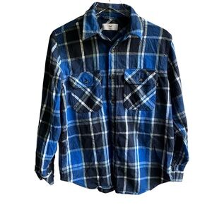 Aritzia Blue and Black Plaid Button-Down Shirt